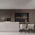 Modern Kitchen Interior Design With Brown Cabinets White Island And Marble Countertop