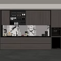 Modern Restaurant Interior With Open Kitchen Design And Stylish Cabinet Storage 3d model