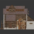 Traditional Rustic Building With Red Tiled Roof Stone Walls Wooden Structure Round Window And Staircase