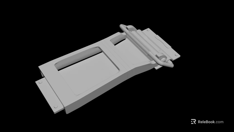White Metal Mechanical Component With Handle Holes And Buckle Structure 3d model 