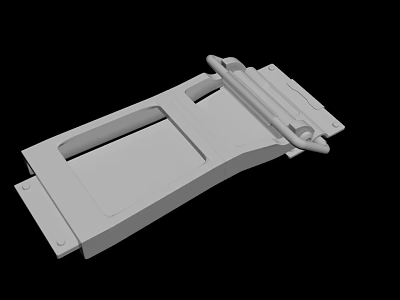 White Metal Mechanical Component With Handle Holes And Buckle Structure 3d model
