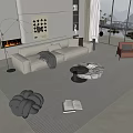 Sofa Coffee Table Combination Multi-person Sofa Leisure Sofa Floor Lamp Jewelry Combination 3d model
