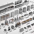 Complete Commercial Kitchen Equipment Collection With Stoves Ovens Worktables And Cabinets