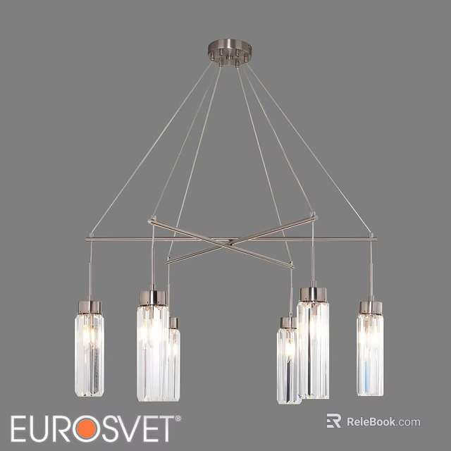 Elegant Modern Chandelier Design With Metal Frame And Glass Cylinder Shades 3d model 