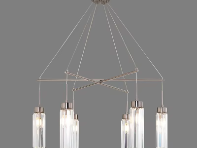 Elegant Modern Chandelier Design With Metal Frame And Glass Cylinder Shades 3d model