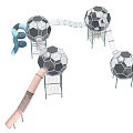 Outdoor Playground Equipment With Soccer Ball Shaped Structures Slides And Climbing Frames