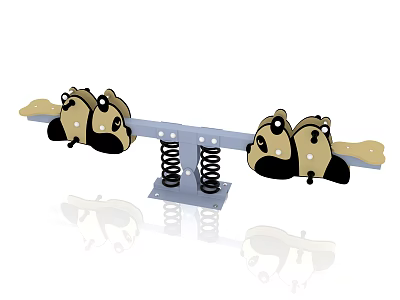 Fun Children's Seesaw With Animal Shaped Seats And Metal Spring Support Structure 3d model
