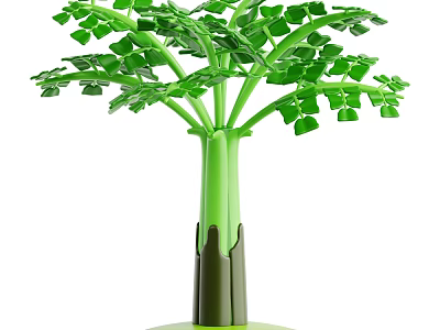 Artificial Green Leafy Decorative Plant With Sturdy Stem And Lush Foliage 3d model