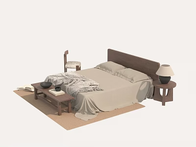 Middle-style bedside table 3d model