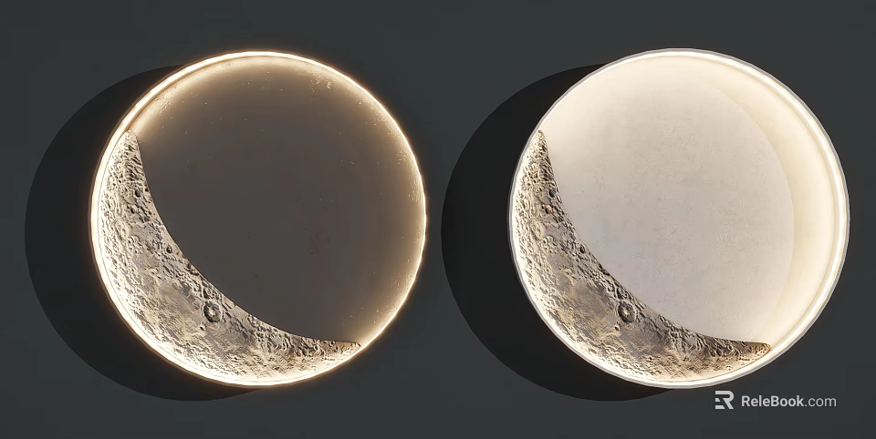 Circular Moon Texture Wall Lamps With Lunar Surface Design And Soft Lighting 3d model 