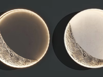 Circular Moon Texture Wall Lamps With Lunar Surface Design And Soft Lighting 3d model