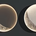 Circular Moon Texture Wall Lamps With Lunar Surface Design And Soft Lighting 3d model