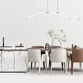 Modern Dining Table and Chair Combination Bar Table and Chair Combination Chandelier 3d model