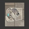 Traditional Stone Architecture Featuring Lion Statue Circular Well And Stone Platform Design
