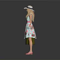 Stylish Women's Hats And Clothing With Green Skirt Floral Dress And Shoes