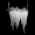 Modern Chandeliers With Transparent Icicle Like Glass Drops And Metal Rod Frames