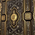 Ornate Decorative Box With Golden Decorations Intricate Patterns And Central Circular Motif