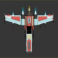 Colorful 3D Fighter Jet Render With Red Blue White Sleek Design And Detailed Wings Tail