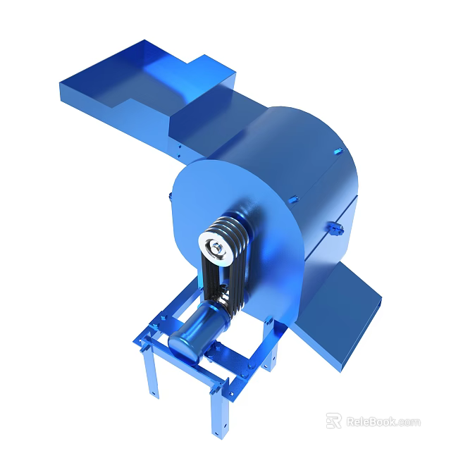 Blue Industrial Mechanical Equipment With Metal Roller And Base Stand Structure 3d model