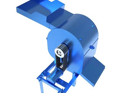 Blue Industrial Mechanical Equipment With Metal Roller And Base Stand Structure 3d model