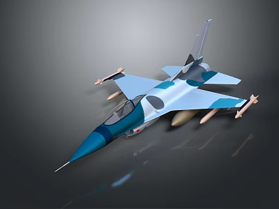Sleek Modern Fighter Jet With Blue White Camouflage Missiles And Aerodynamic Design 3d model