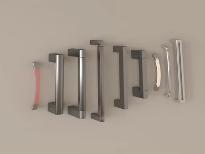 Modern Door Handles With Various Stylish Designs And Different Materials 3d model