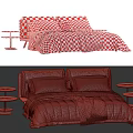 Modern Comfortable Bed Design With Gray Beige Pillows White Blue Quilt And Throw Side Tables