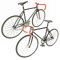 Classic Bicycle With Black Frame Orange Handlebars Gears Chain And Close Up Details