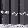 New Chinese style lamp combination chandelier 3d model
