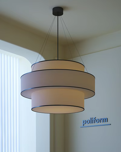 Modern Layered Pendant Light Design With Soft Shade For Home Interior 3d model
