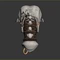 Skull Decorated Medieval Style Weapon With Leather Wrapping Metal Parts Gold Accents And Bone Elements