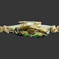 Elegant Golden Clothing Accessory Featuring Green Leaves Star Shaped Design And Central Gemstone