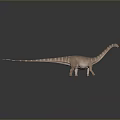 Detailed Striped Dinosaur Figure With Long Neck And Tail On Dark Background