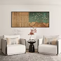 New Chinese-style Single Sofa Side Corner Vase Background Wall 3d model