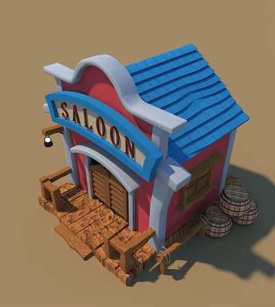 Modern Cartoon Building Game Small House 3d model Modern Cartoon Building Game Small House 3d model