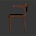 Elegant Classic Wooden Chair With Curved Armrests And Black Cushion Design