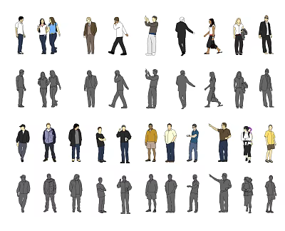 Group of Diverse People in Various Poses and Styles 3d model
