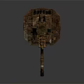 Detailed Rusted Mechanical Device With Orange Accents And Heavy Metal Base Structure