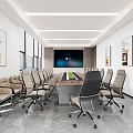 Modern Conference Room Interior With Large Screen Multiple Computers And Ergonomic Meeting Chairs