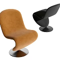 Modern Curved Accent Chair With Brown Black Velvet Upholstery And Sleek Metal Base
