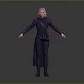 Pink Haired Game And Movie Character In Dark Coat Long Pants