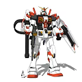 Gundam Model In Red White Black With Weapons And Standing Pose 3d model