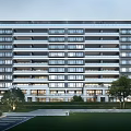 Modern High Rise Residential Building Exterior With Balconies Windows And Surrounding Greenery