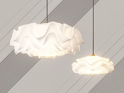 White Wavy Design Pendant Lights Hanging With Modern Elegant Interior Style 3d model