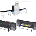 Public Facilities Featuring Security Scanner With Conveyor Belt Display Screen And Large Industrial Printers