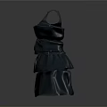 Silver Sleeveless Dress With Layered Ruffled Design And Bow Decoration