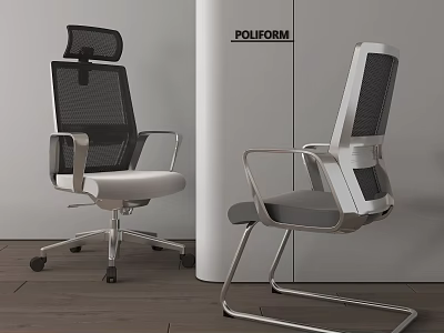 Modern Poliform Office Chairs With Mesh Back And Metal Frame Design 3d model
