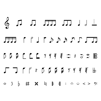 Various Musical Symbols Including Notes Clefs And Rests In Sheet Music 3d model