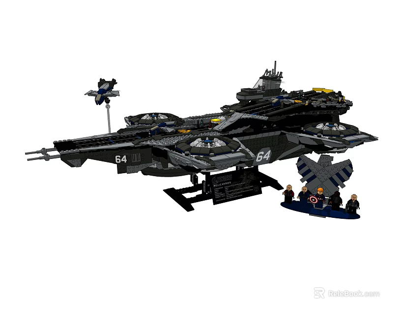 Building Blocks Large Warship Model With Detailed Structure And Minifigures 3d model