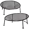 Black Metal Mesh Single Chair with Oval Design and Sturdy Frame Legs